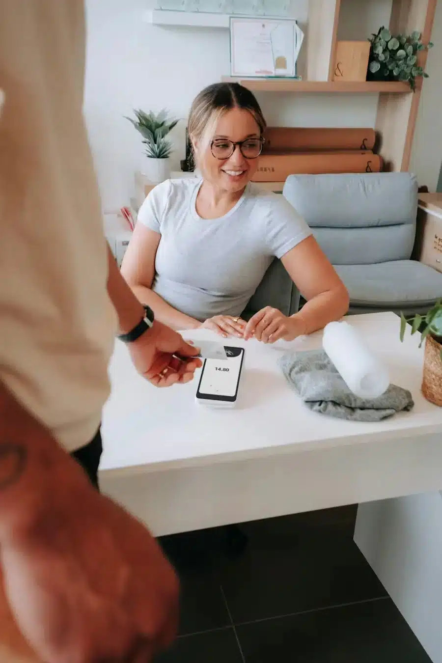 Business owner reviewing a processing statement