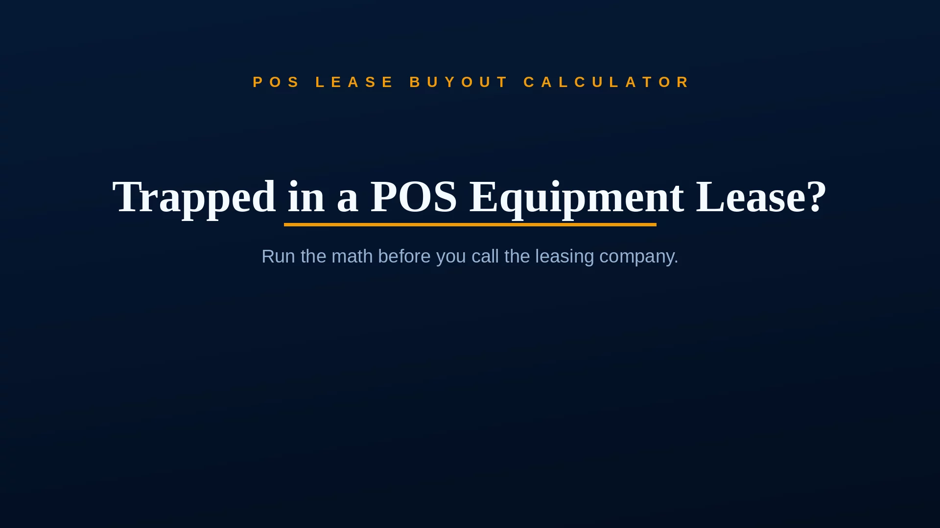 POS lease buyout calculator explainer video showing remaining payments, fair market value, and breakeven against switching savings